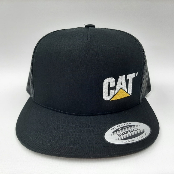 Cat Diesel Power Embroidered Flat bill Trucker Mesh Snapback Cap Hat Gorra Retro - Picture 2 of 8